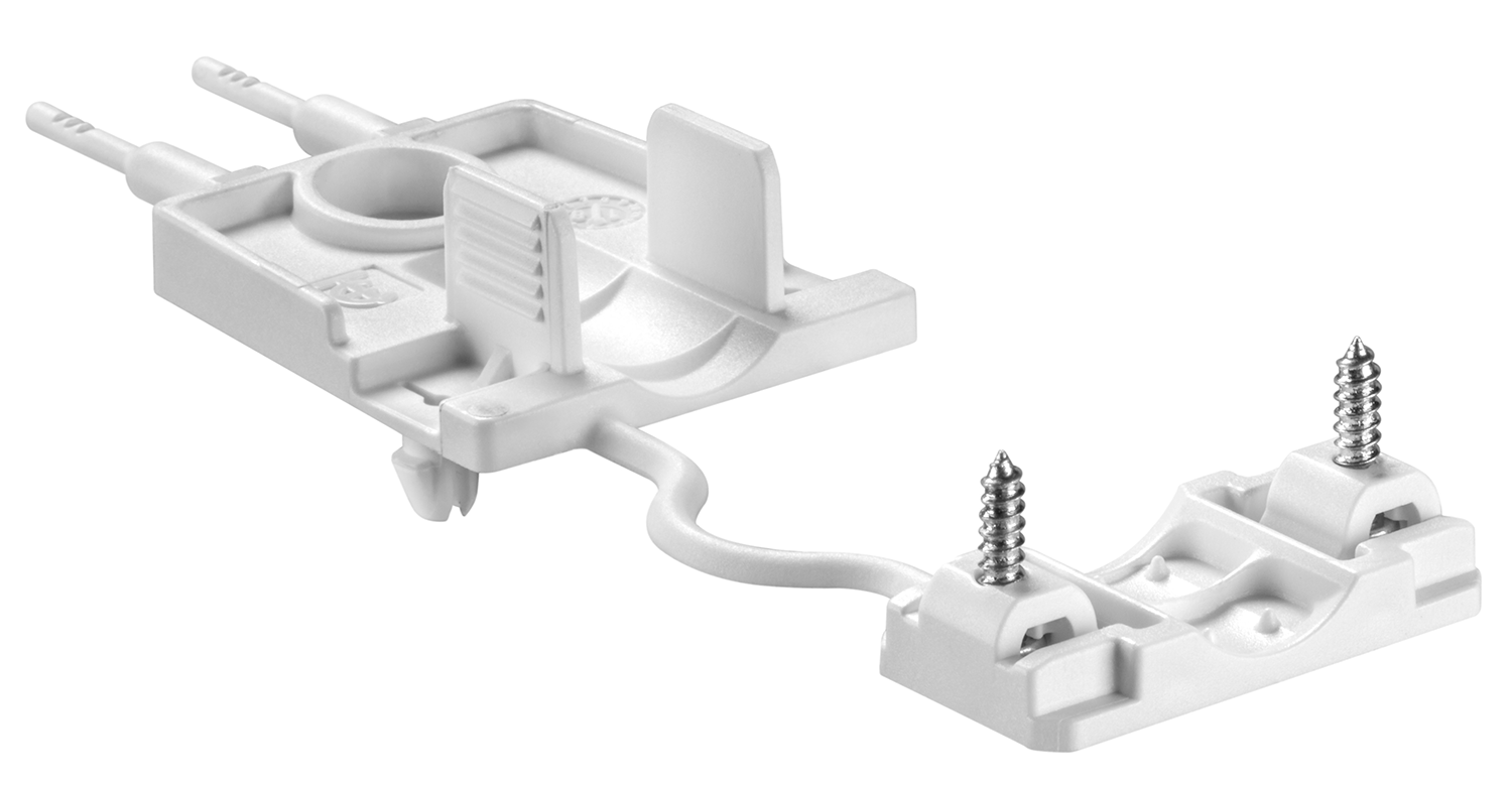 Fixing plate with strain relief with additional mounting hole Fixing plate with strain relief with additional mounting hole