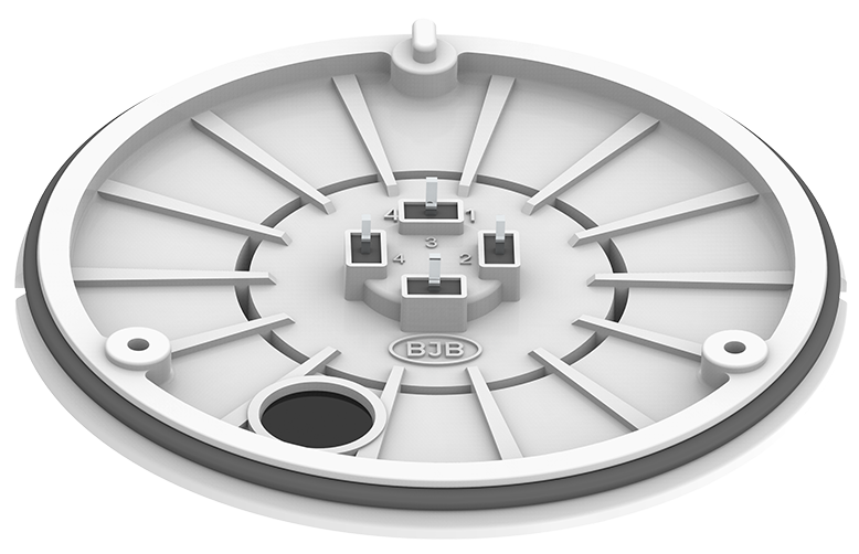 BJB base plate ZB 18 80 mm with Vent for receptacles 47.121.U30x.-0