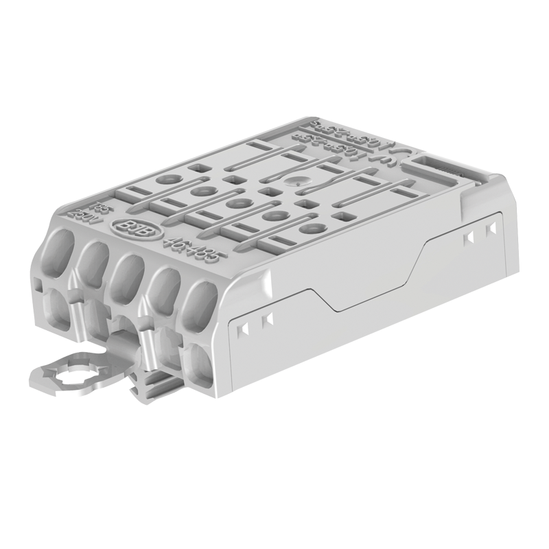 Flat Terminal block 5 poles with Earth bracket, snap-in pins Aluprofile 3NEZ12 and contact opening function